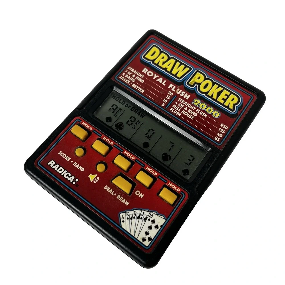 Vintage RADICA Draw Poker Royal Flush 2000 Handheld‎ Electronic Game Working